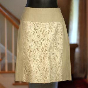J. CREW Tan Leather and Lace Store Sample Skirt